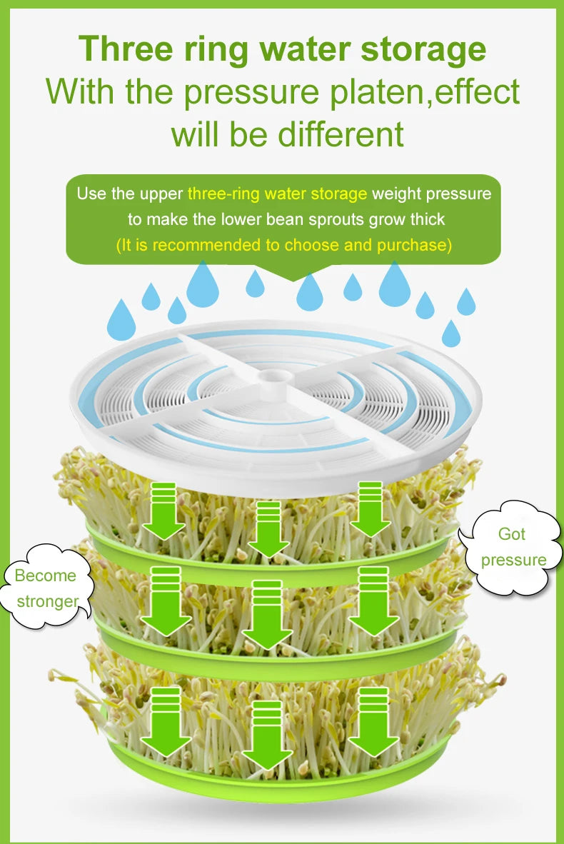 Fabricante inteligente de brotos de feijão, termostato, sementes de vegetais verdes, balde de crescimento, automático, elétrico, máquina germinadora de brotos