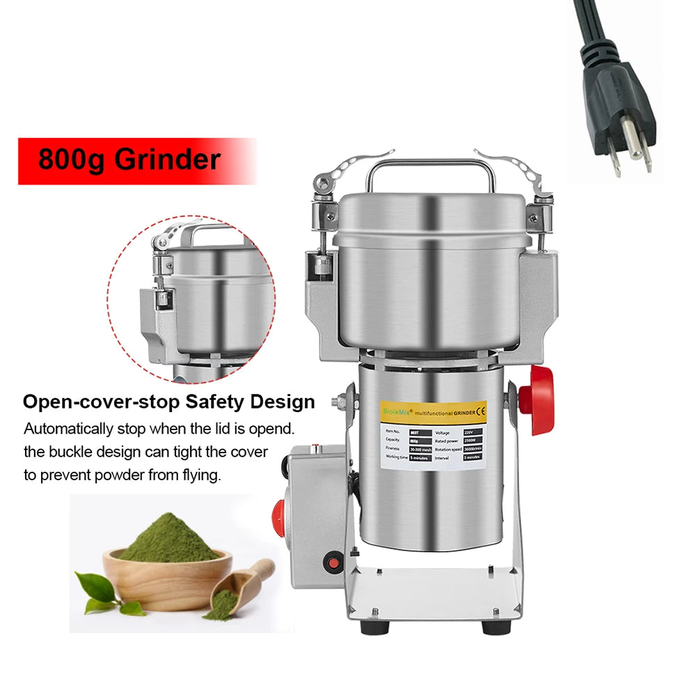 Biolomix 800g 700g grãos especiarias hebals cereais café moedor de alimentos secos moinho máquina moagem gristmill farinha em pó triturador