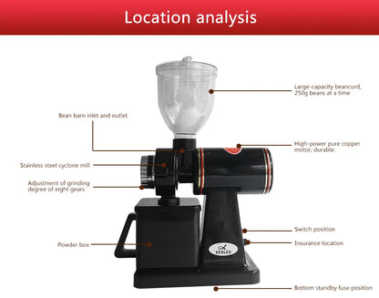 Xeoleo moedor de café elétrico 600n máquina moinho de café moedor de grãos de café máquina de moer rebarbas planas 100w vermelho/preto