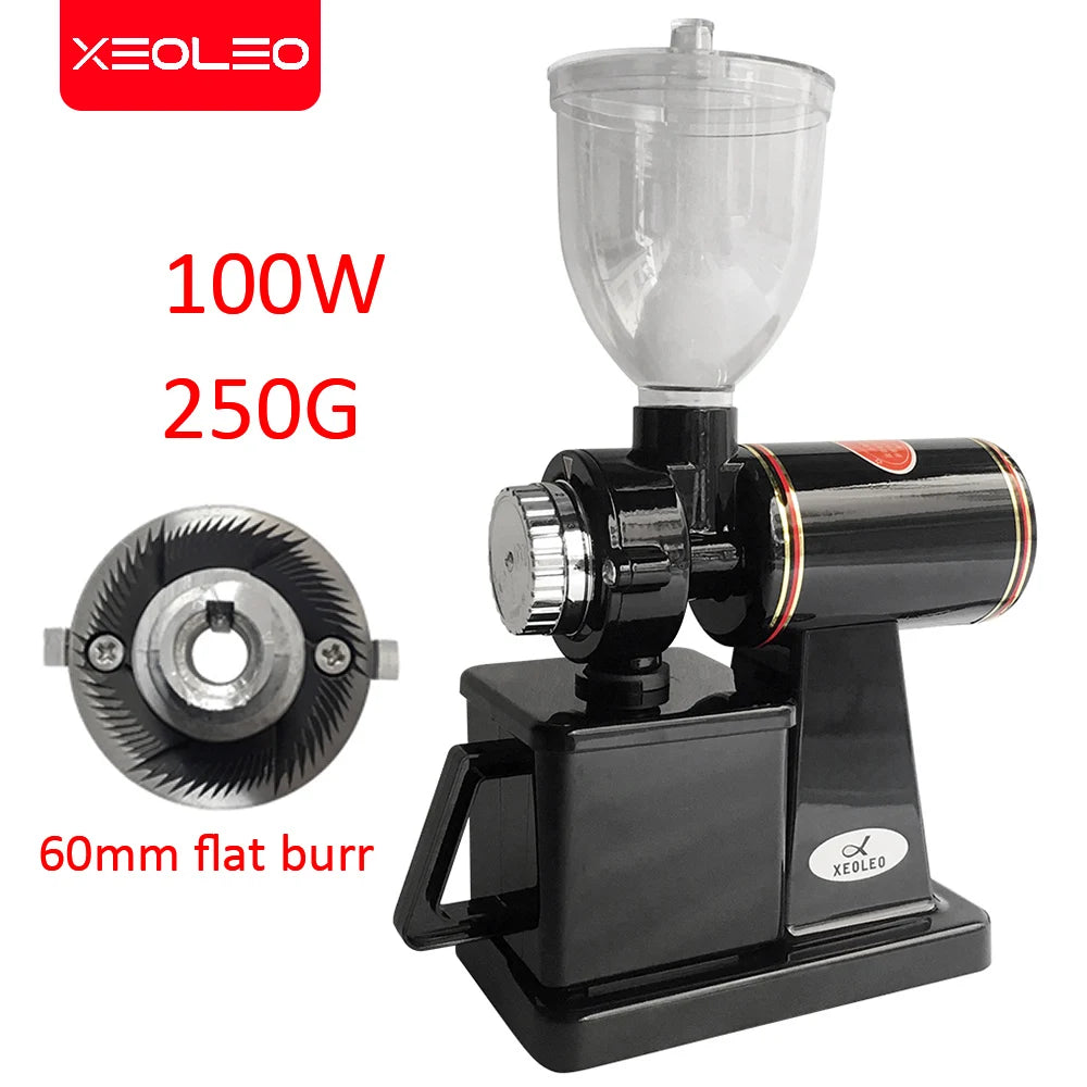 Xeoleo moedor de café elétrico 600n máquina moinho de café moedor de grãos de café máquina de moer rebarbas planas 100w vermelho/preto