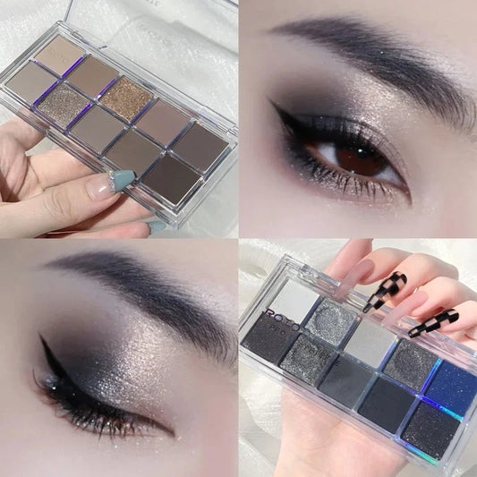 Acrílico Matte Blue Glitter Eyeshadow Palette, Shimmer and Shine, Maquiagem Sombra, Nu, Smokey, Preto, Pigmentos Cosméticos